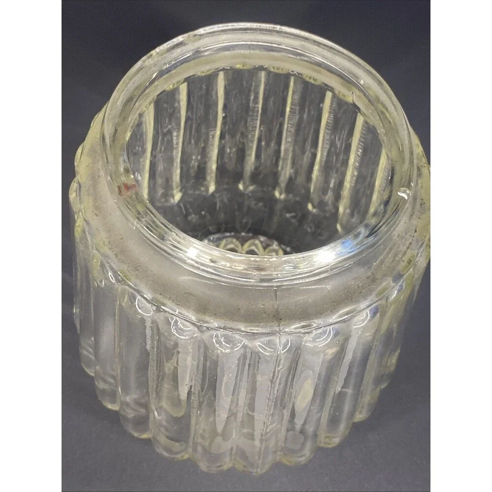 VTG Ceiling Light Shade Cover Clear Glass Ribbed Bullseye Outdoor Porch Fixture